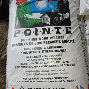 Bag of Pointe wood pellets for heating or cooking.
